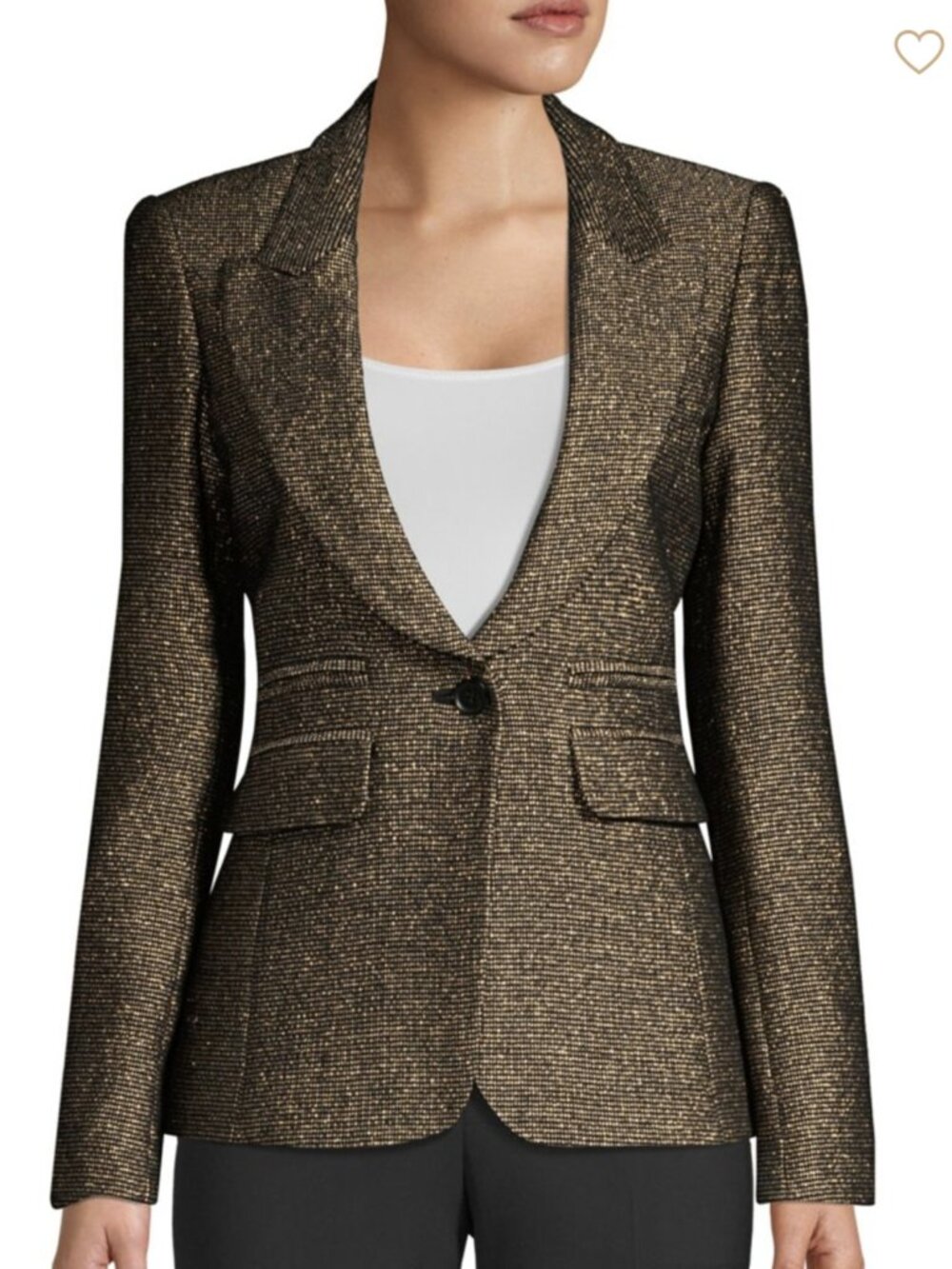 Smythe Metallic Gold Micro-Dot Peak Lapel Collar